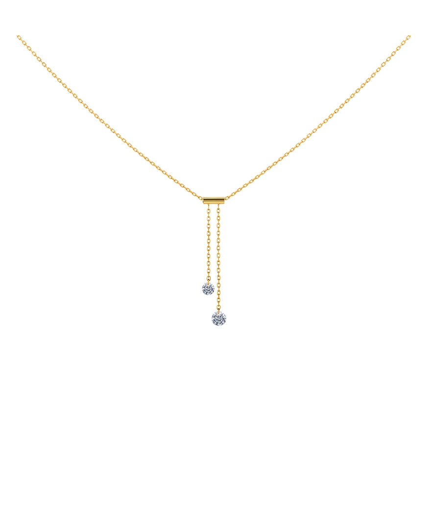 Collier La Brune et La Blonde 360° cravate or jaune diamants