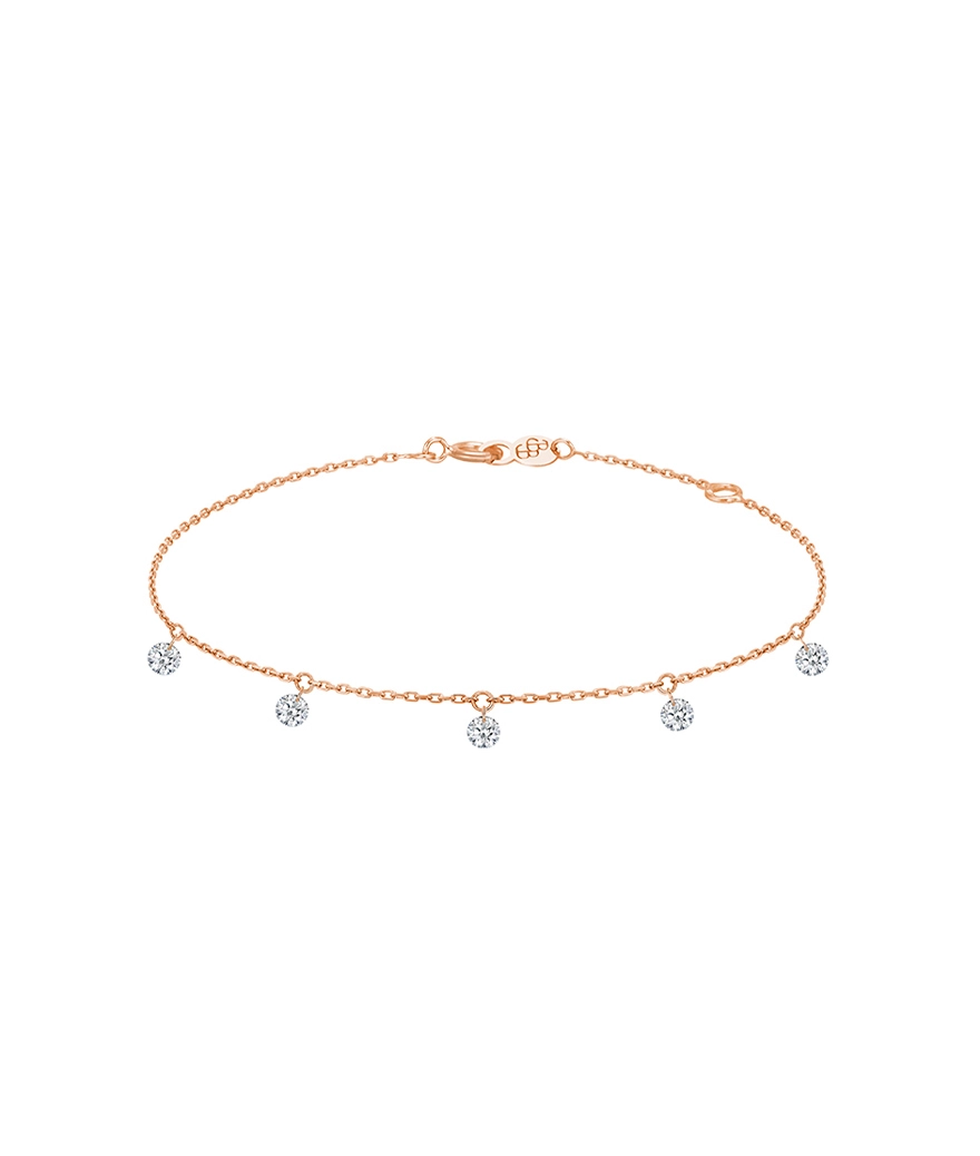 Bracelet La Brune et La Blonde 360° or rose 5 diamants