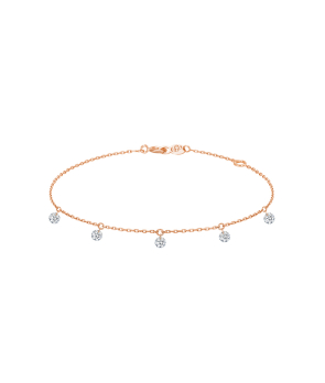 Bracelet La Brune et La Blonde 360° or rose 5 diamants