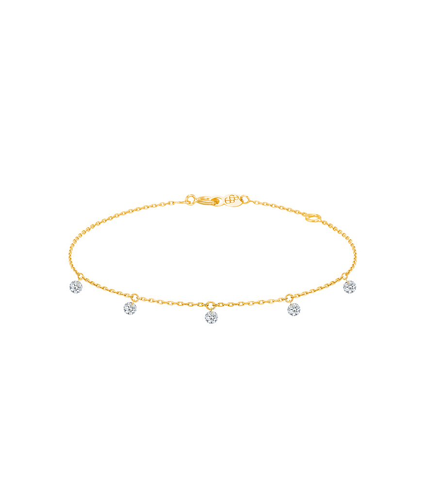 Bracelet La Brune et La Blonde 360° or jaune 5 diamants