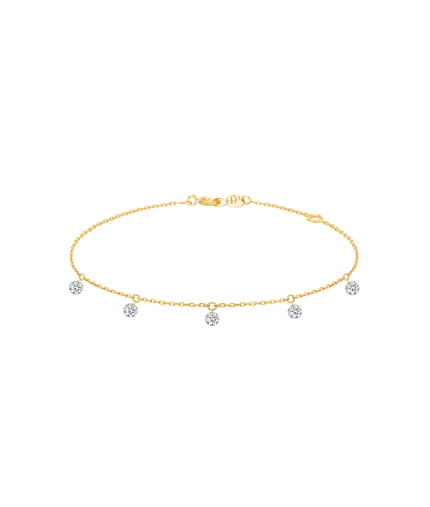 Bracelet La Brune et La Blonde 360° or jaune 5 diamants