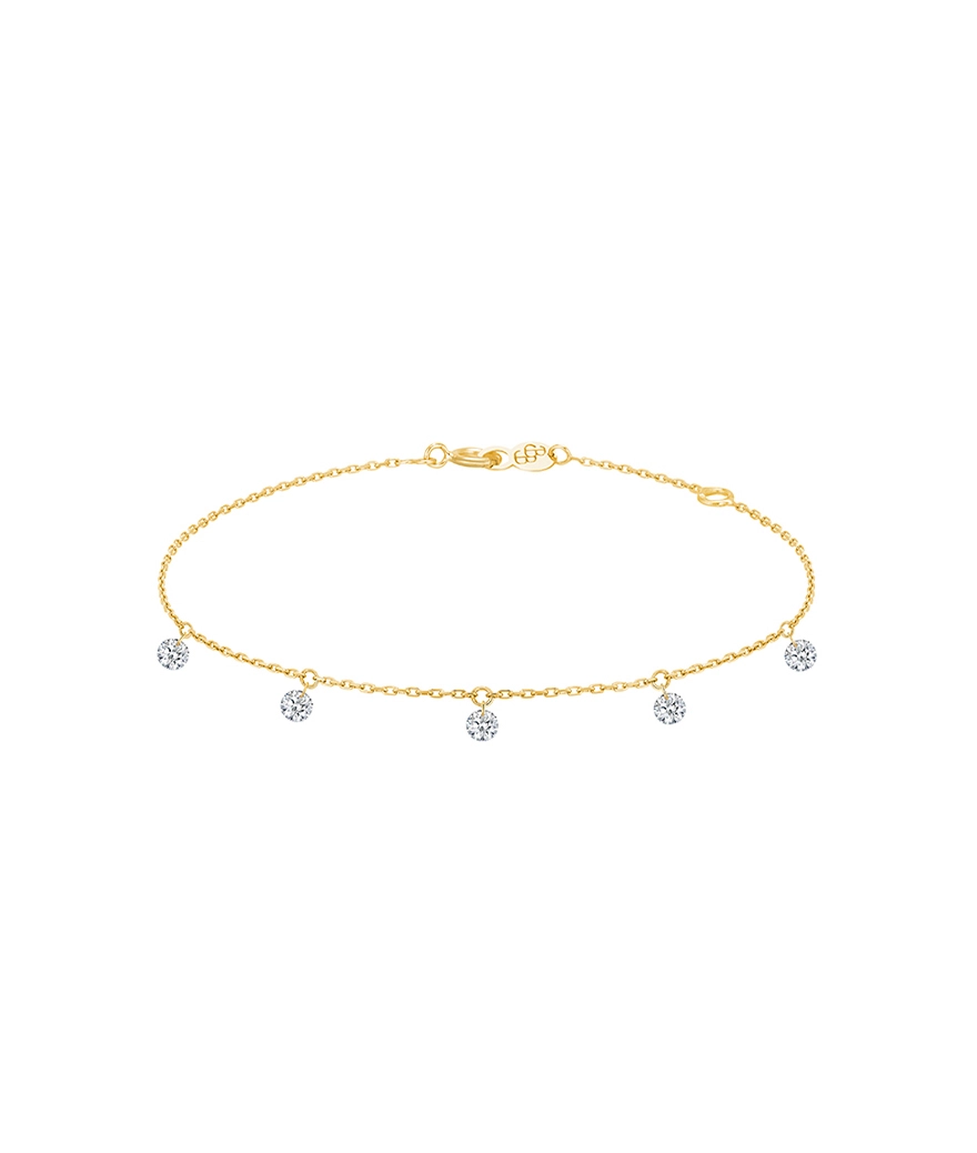 Bracelet La Brune et La Blonde 360° or jaune 5 diamants