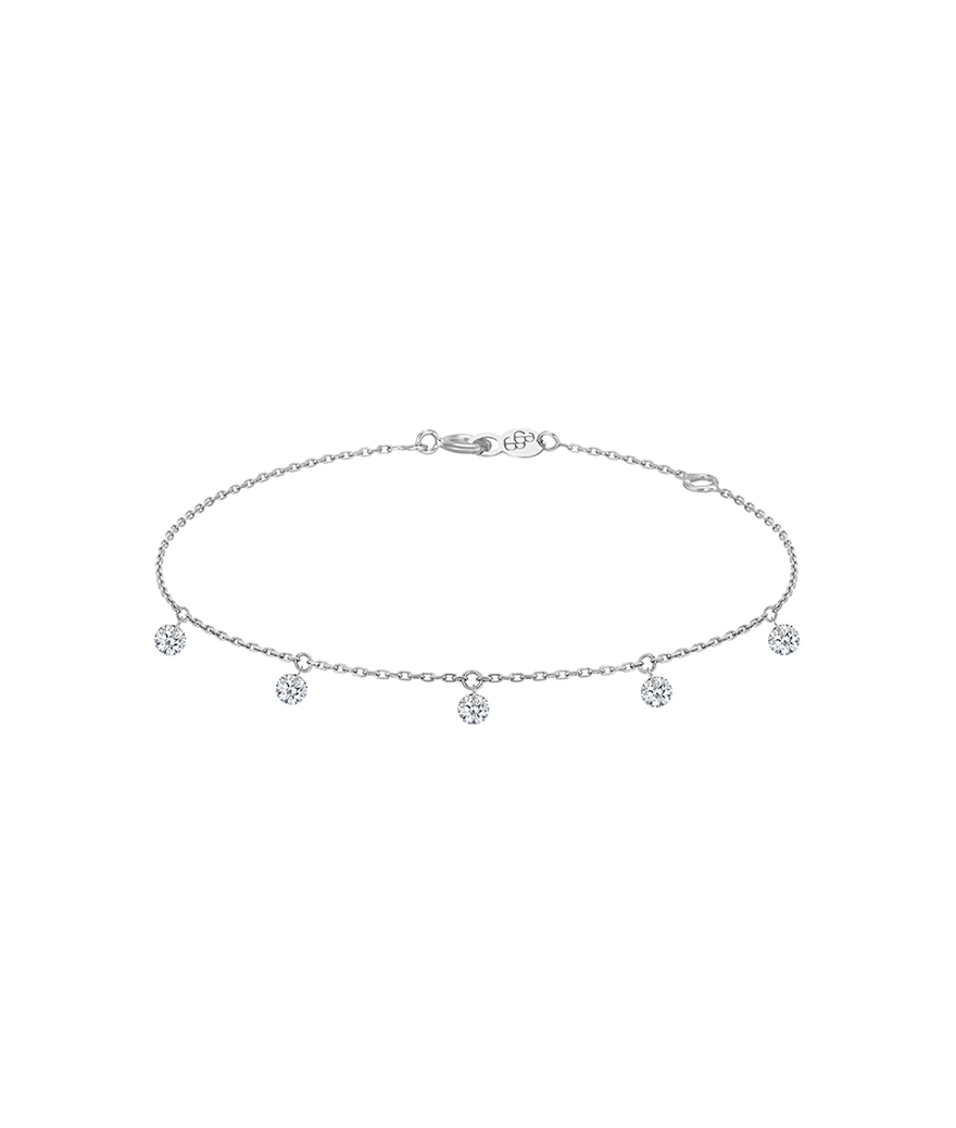 Bracelet La Brune et La Blonde 360° or blanc 5 diamants