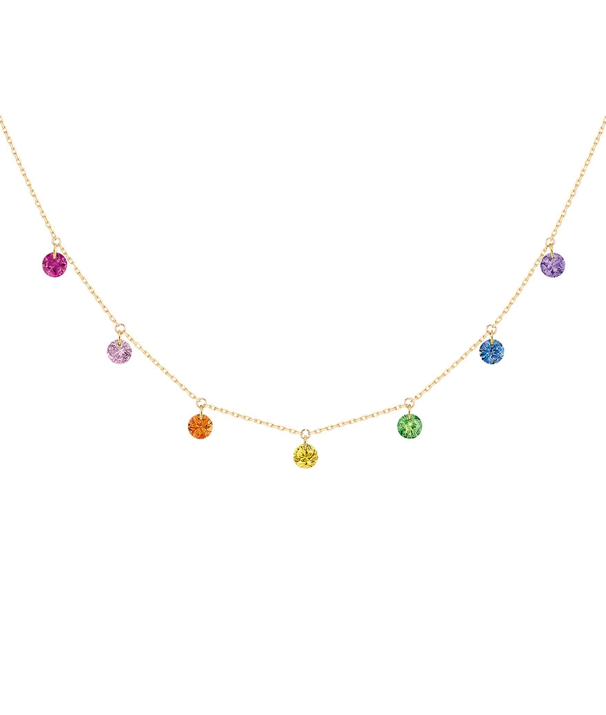 Collier La Brune et La Blonde or jaune rainbow