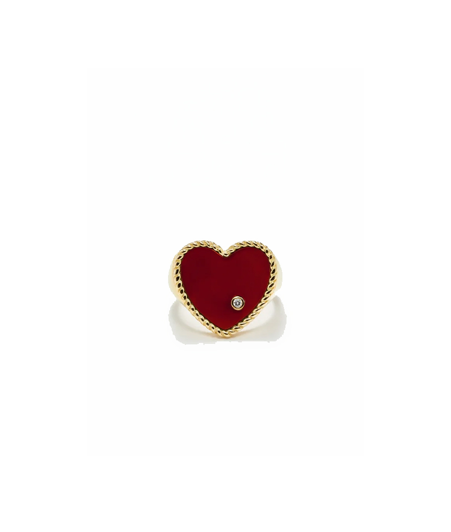 Chevalière Coeur Yvonne Léon or jaune agate