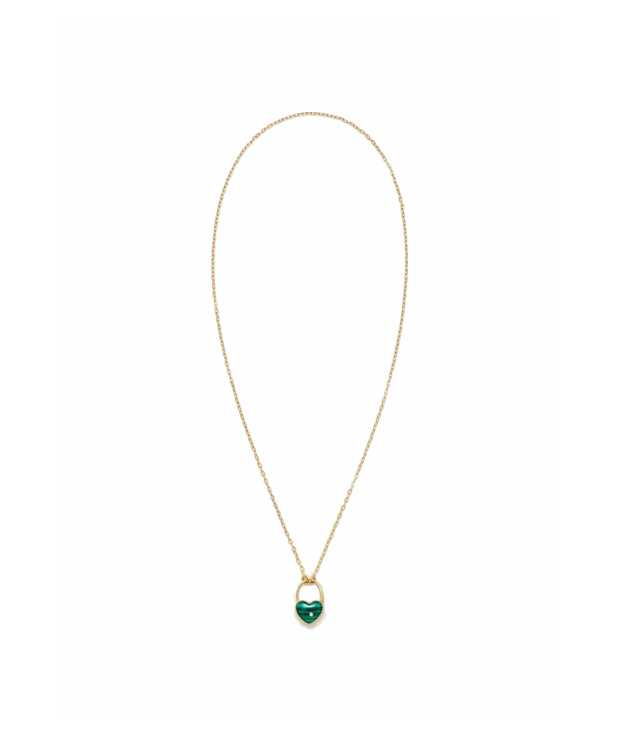 Collier Cadenas Coeur Yvonne Léon or jaune malachite