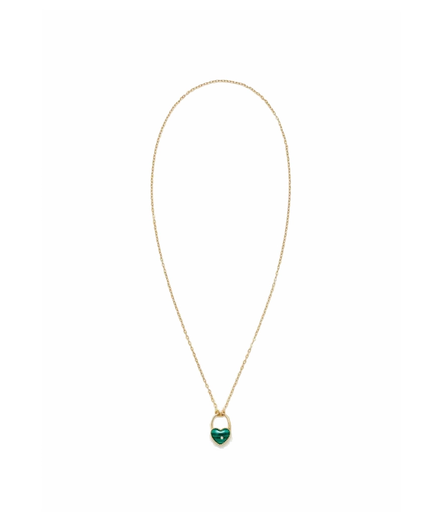 Collier Cadenas Coeur Yvonne Léon or jaune malachite