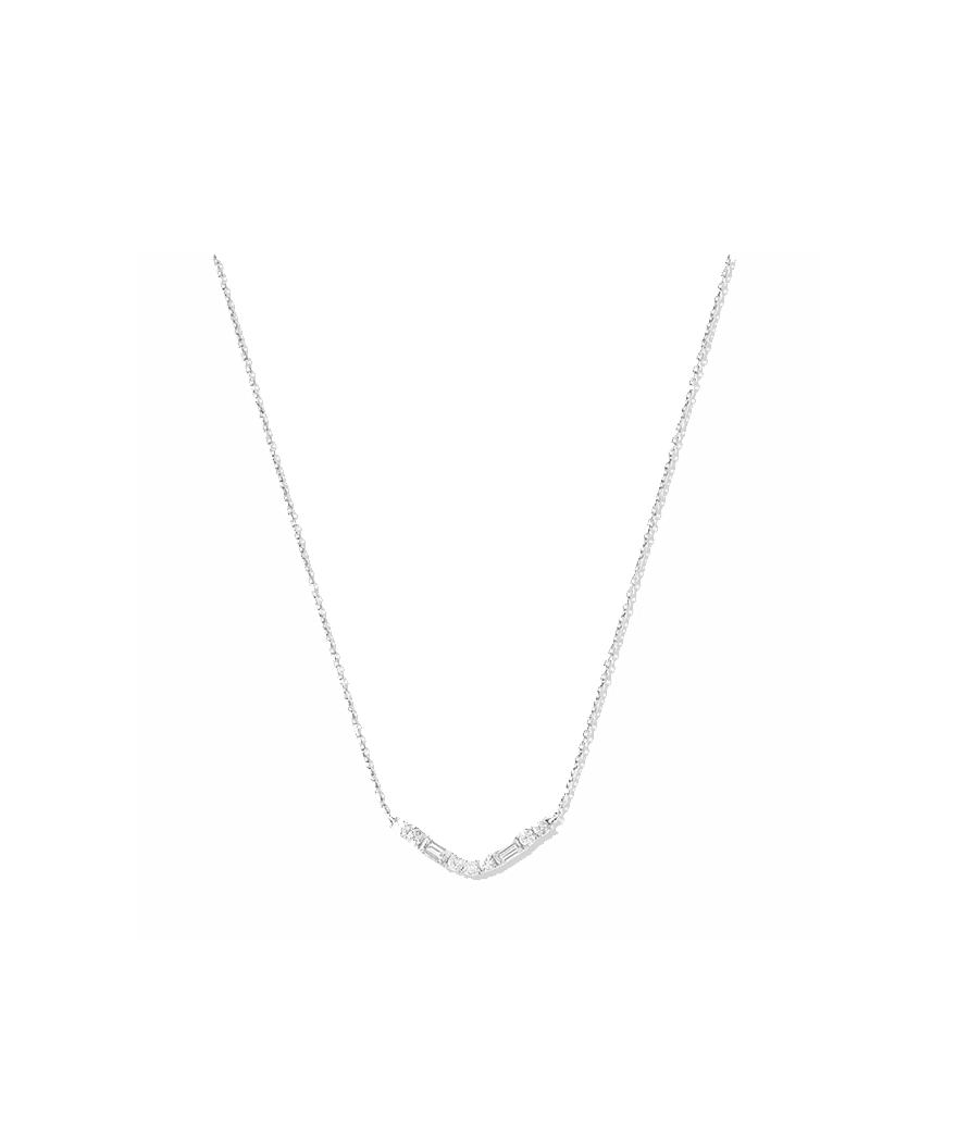 Collier Djula V Baguette or blanc diamants