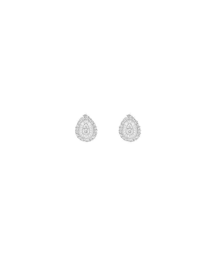 Boucles d'Oreilles Djula poire or blanc diamants