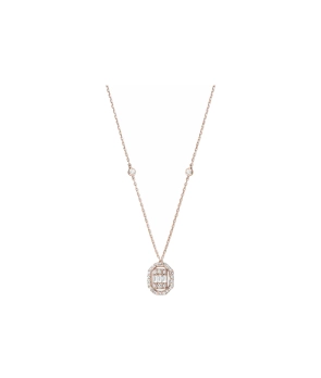 Collier Djula baguette carré union or rose diamants