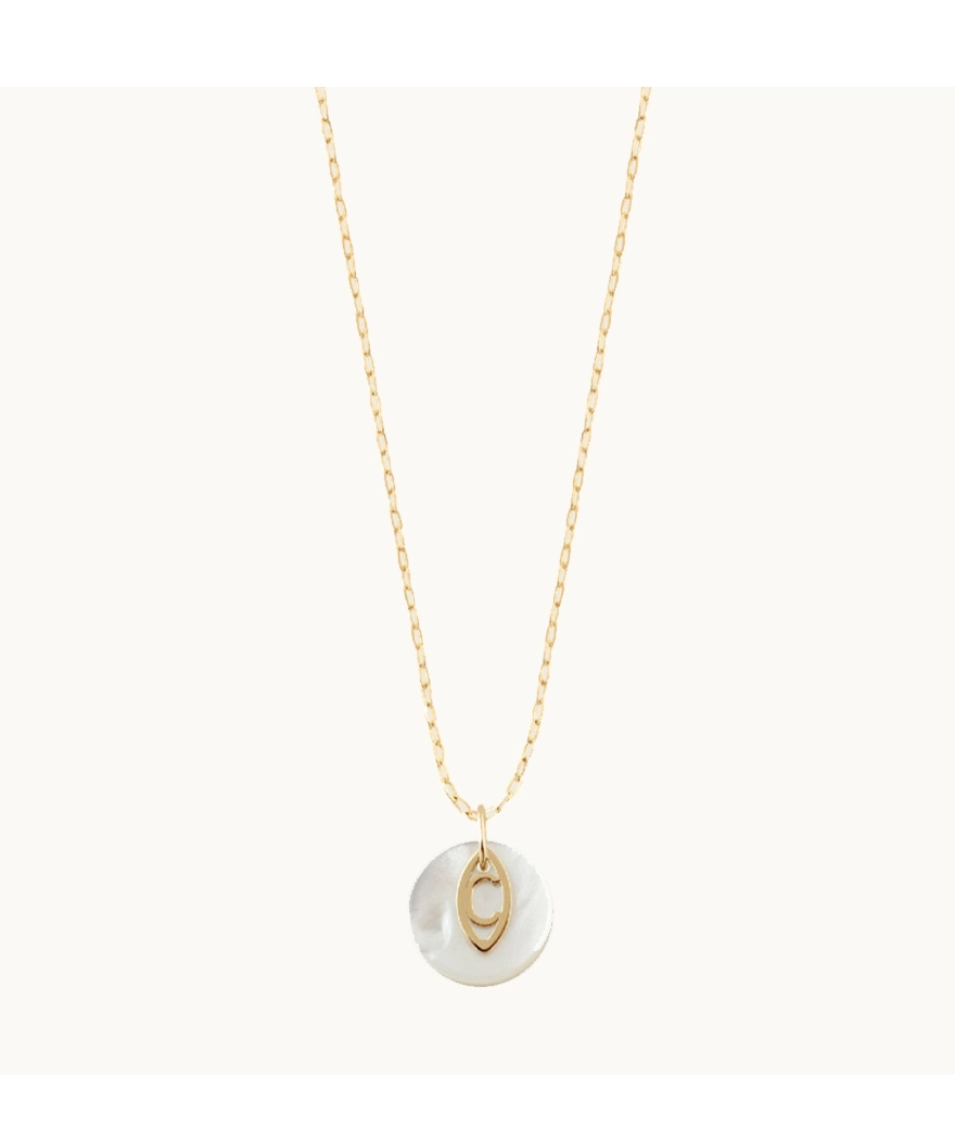 Collier Charlet Iris forçat médaille nacre or jaune