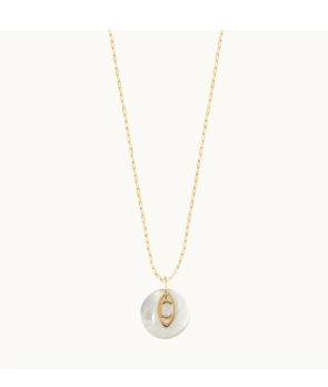 Collier Charlet Iris forçat médaille or jaune nacre enfant