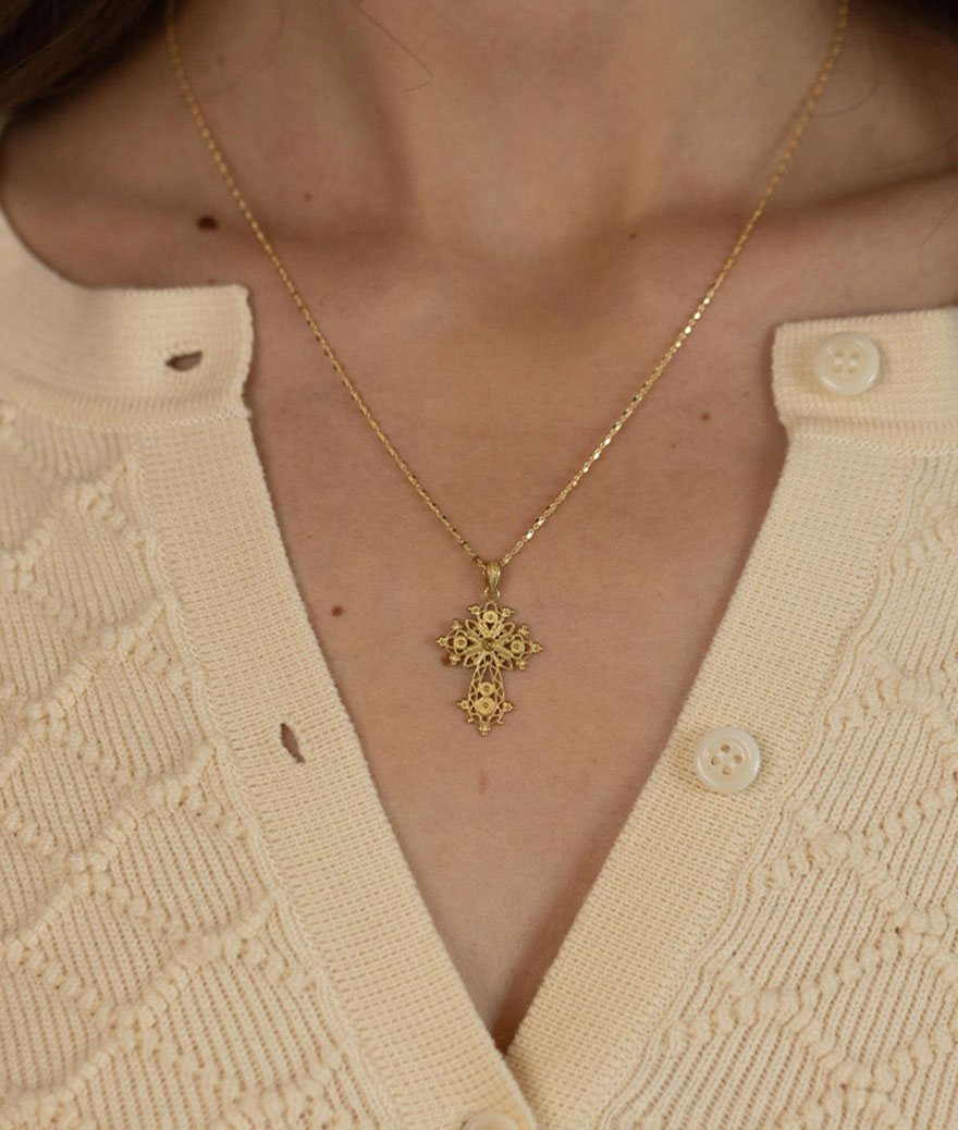 Pendentif Vintage Plaqué Or Avec Chaîne Diamantée Et Perles - Bijou Ancien N°1682