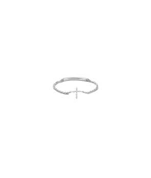 Bague Djula chaine grande croix Magic Touch en or gris et diamants
