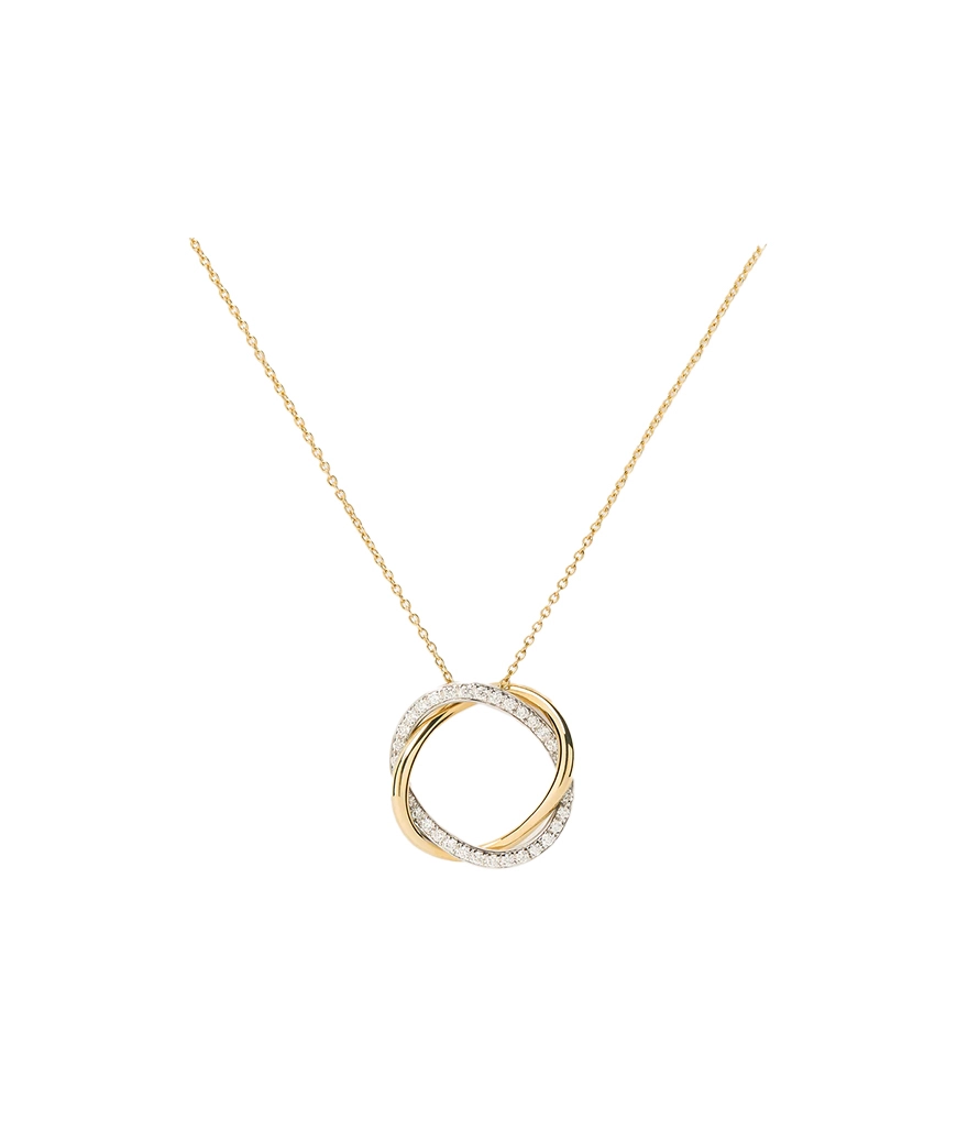 Collier Poiray Tresse Petit modèle or jaune or blanc diamants