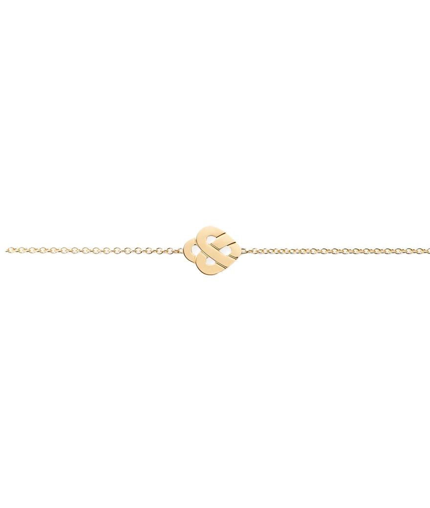 Bracelet Poiray Coeur Entrelacé Mini or jaune sur chaîne