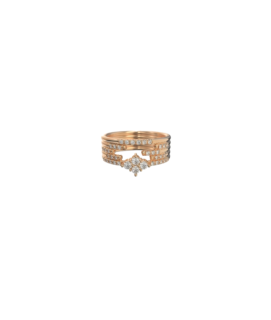 Bague Emmanuelle d'Ortoli grappe de diamants XL or rose
