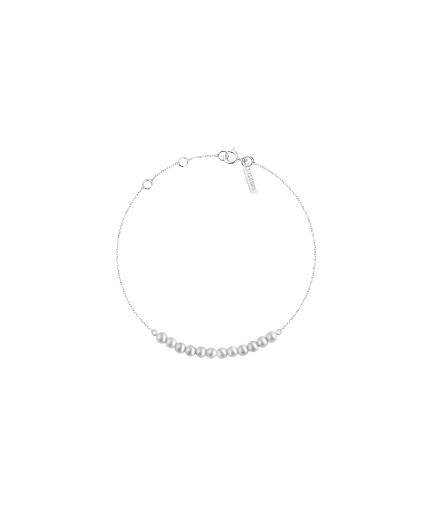 Bracelet Claverin Mini Rock My Pearls en or blanc perles blanches