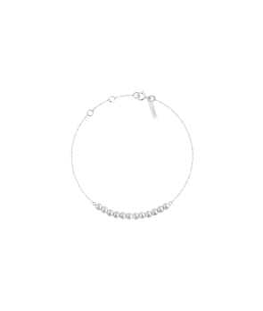 Bracelet Claverin Mini Rock My Pearls en or blanc perles blanches