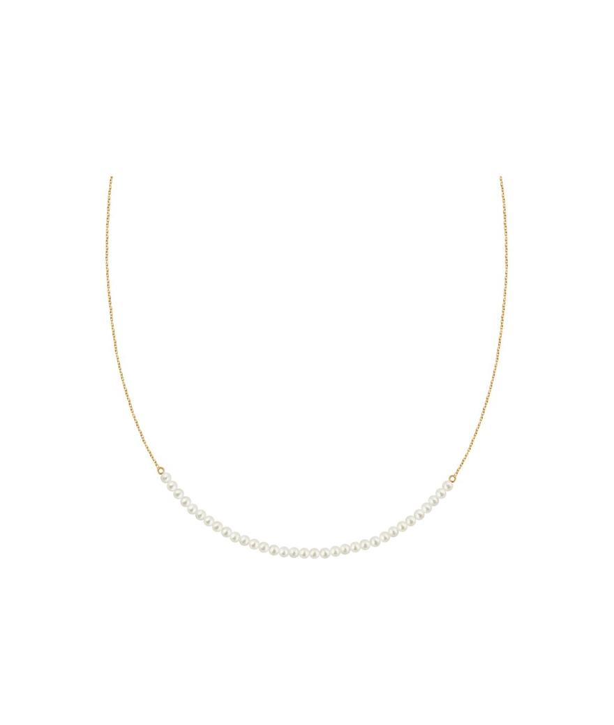 Collier Claverin Lotta Love Mini Rock My Pearls en or jaune et perles blanches