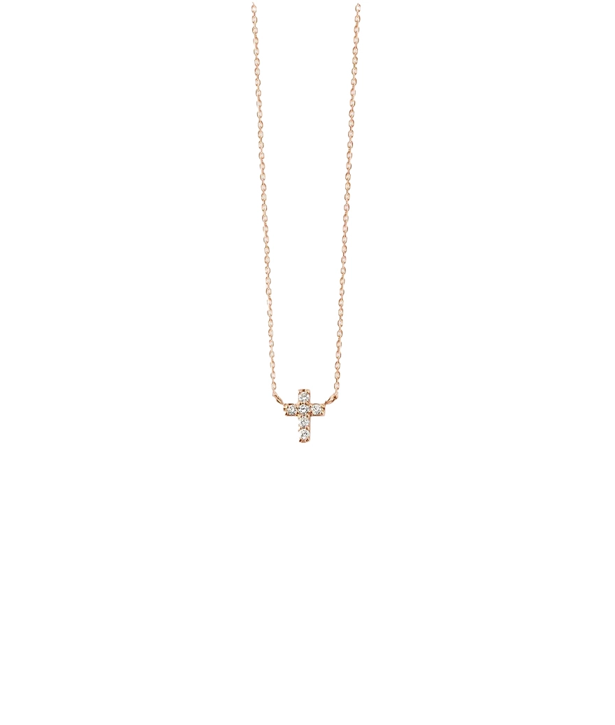 Collier Vanrycke Teresa croix or rose diamants