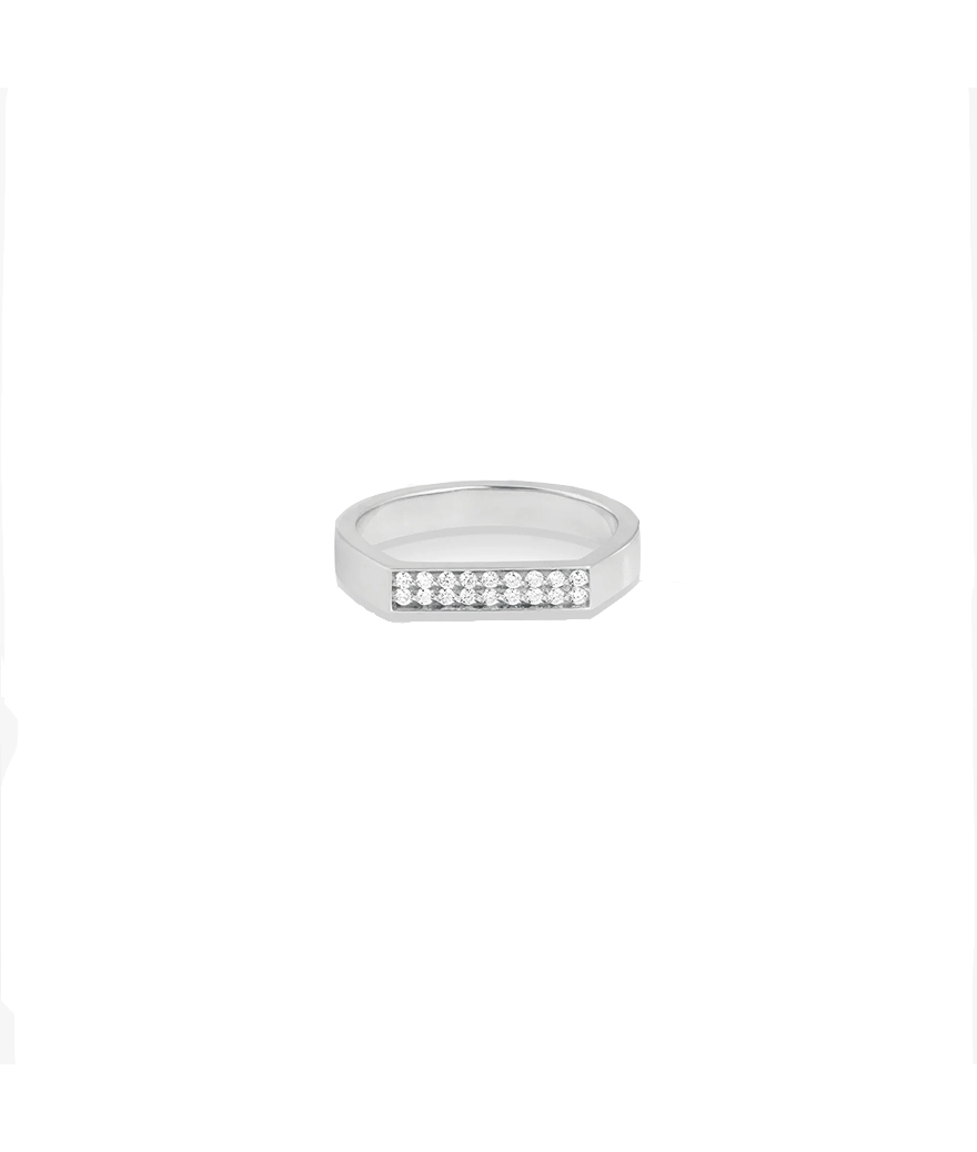 Bague Chevalière Vanrycke Bonnie and Clyde or blanc diamants