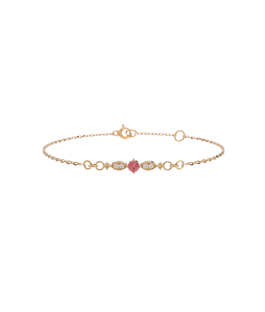 Bracelet Emmanuelle d'Ortoli Chaîne Ava or rose spinelle saphirs jaune diamants
