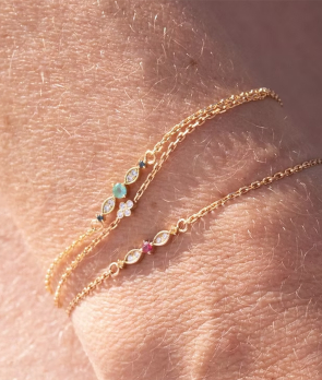 Bracelet Emmanuelle d'Ortoli Chaîne Ava or rose spinelle saphirs jaune diamants