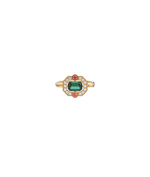 Bague Emmanuelle D'ortoli Art Déco Nora or rose tourmaline diamants
