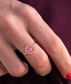 Bague Emmanuelle D'Ortoli Milky or rose saphirs roses
