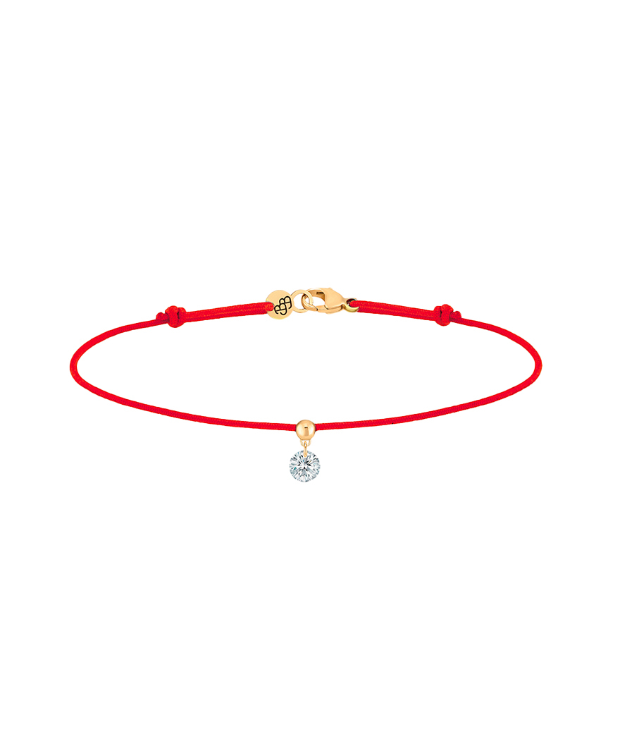 Bracelet La Brune et La Blonde Cordon BB Rouge or rose diamant