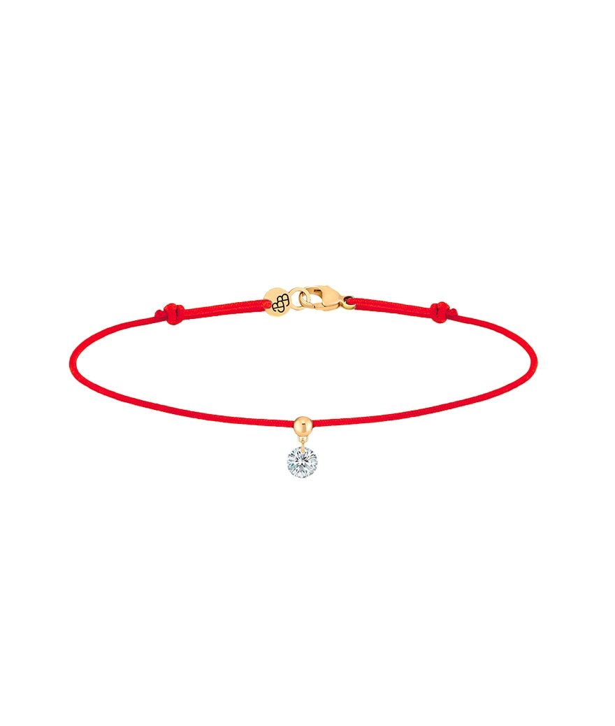 Bracelet La Brune et La Blonde Cordon BB Rouge or rose diamant