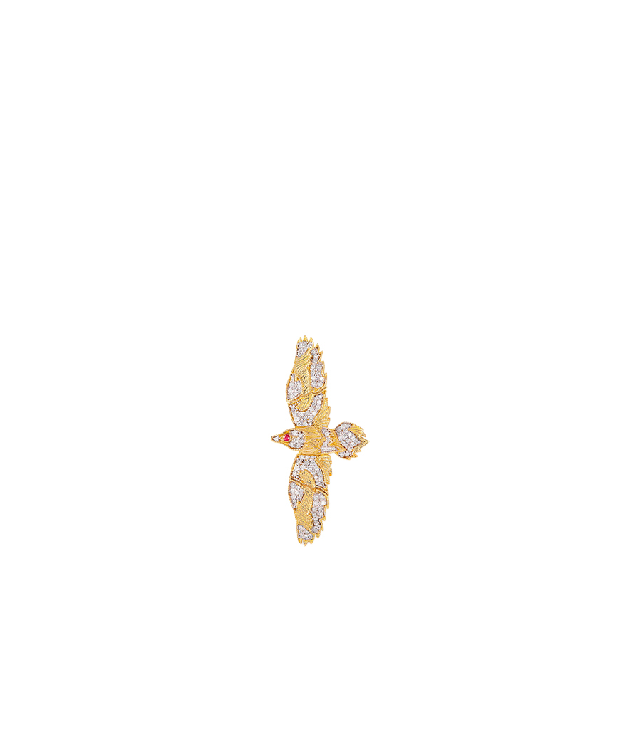 Mono Boucle Maria Battaglia L’altore or jaune diamants rubis