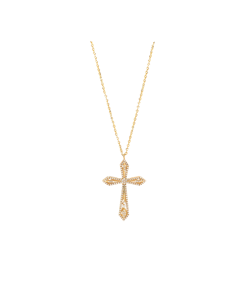 Collier Maria Battaglia Universu Anghjula or jaune diamants