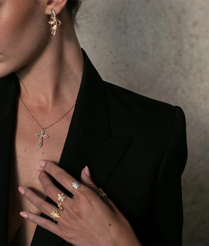 Collier Maria Battaglia Universu Anghjula or jaune diamants