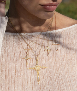 Collier Maria Battaglia Universu Battista or jaune diamants