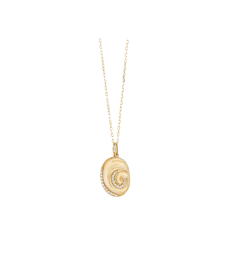 Collier Maria Battaglia Aqua Œil de Sainte Lucie or jaune diamants