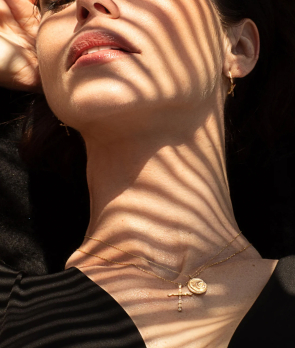 Collier Maria Battaglia Aqua Œil de Sainte Lucie or jaune diamants