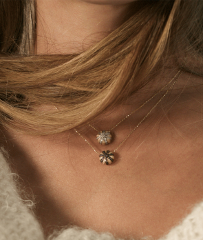 Collier Maria Battaglia Aqua Oursin PM or jaune diamants