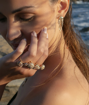 Bague Maria Battaglia Aqua Oursin MINI or jaune diamants