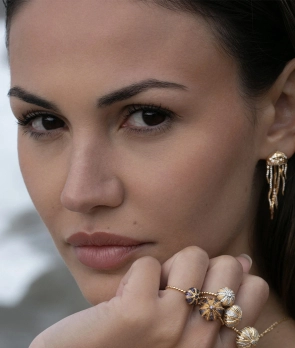 Bague Maria Battaglia Acqua Oursin Mini or jaune tanzanites