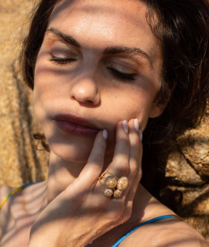 Bague Maria Battaglia Aqua Oursin MM or jaune diamants