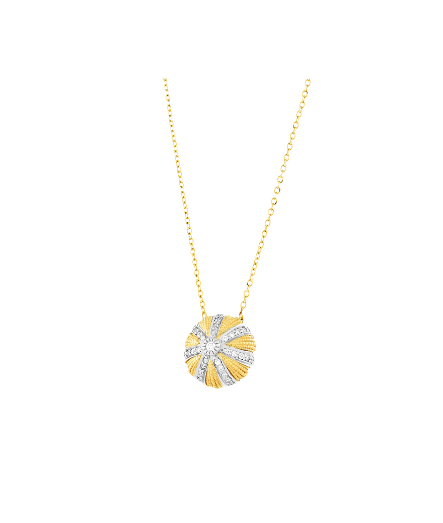 Collier Maria Battaglia Aqua Oursin PM or jaune diamants