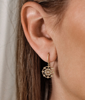 Boucle D'Oreille Maria Battaglia Terra Dormeuses Muredda or jaune diamants