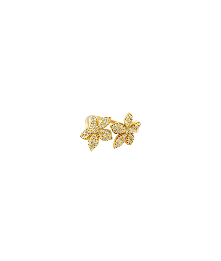 Bague Maria Battaglia Terra Feuilles de Châtaignier or jaune diamants