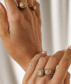 Bague Maria Battaglia Acqua Oursin PM or jaune diamants
