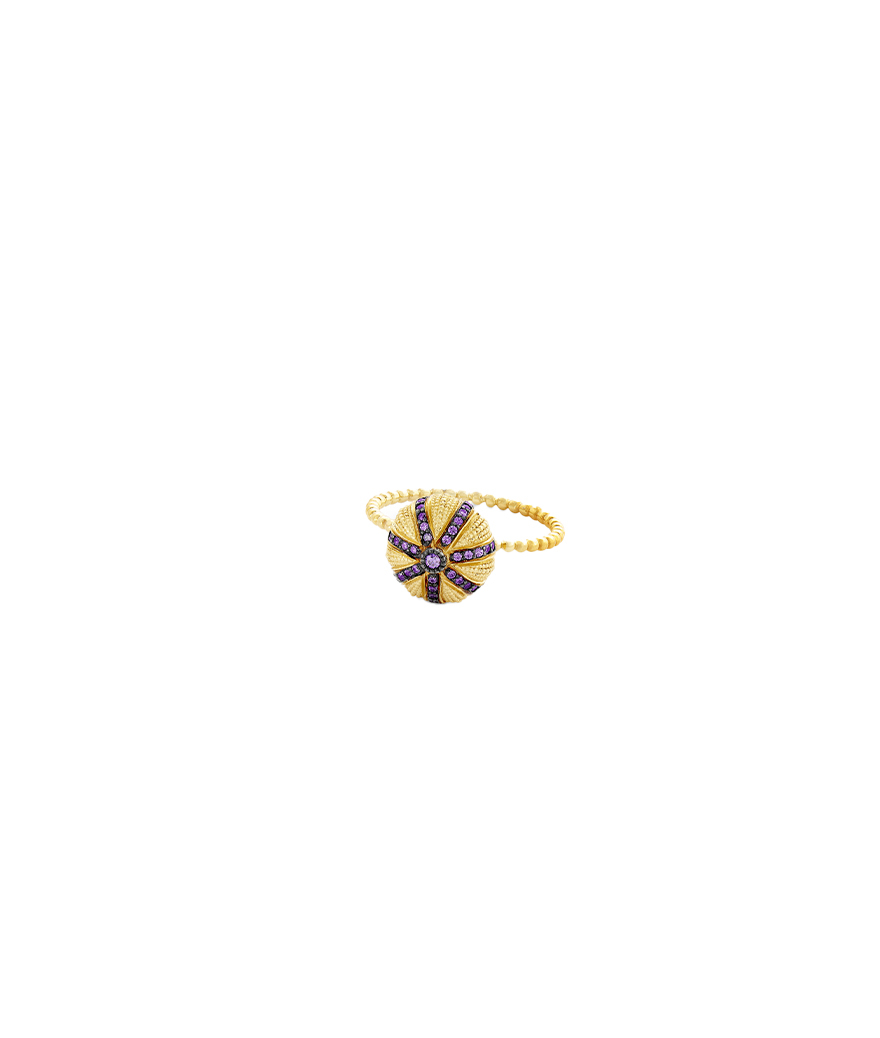 Bague Maria Battaglia Acqua Oursin PM or jaune tanzanites
