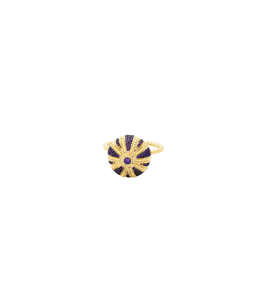 Bague Maria Battaglia Acqua Oursin MM or jaune tanzanites