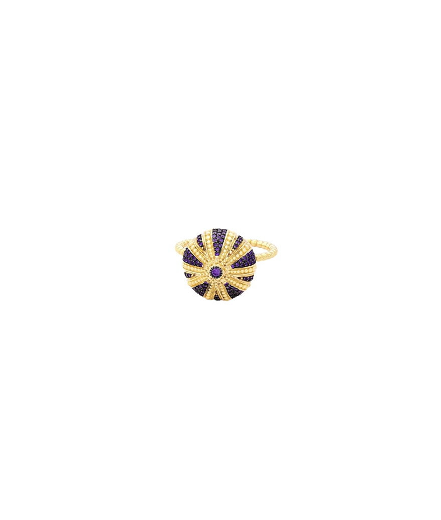 Bague Maria Battaglia Acqua Oursin MM or jaune tanzanites