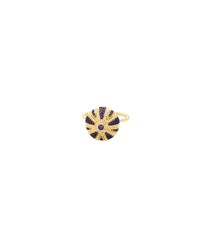 Bague Maria Battaglia Acqua Oursin MM or jaune tanzanites